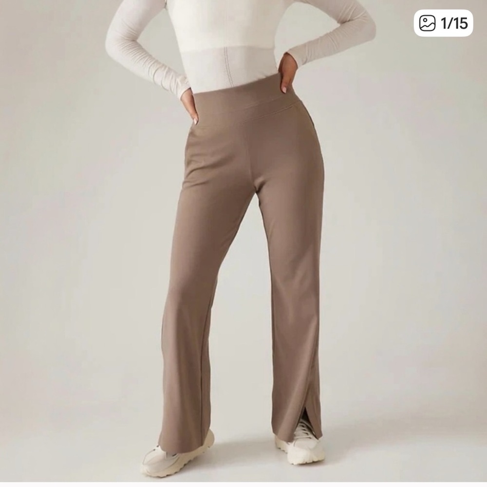NWT- Athleta Venice Flare Pants Side Slits Elastic Waist